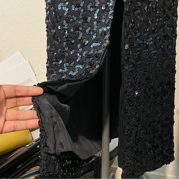 vtg Strapless Sequin Wiggle Dress w Thigh Split - Picture 5 of 12